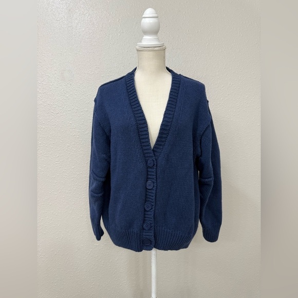 Zara Sweaters - Zara Women Navy Blue V Neck Button Front Knit Cardigan Sweater Size S-M Wool